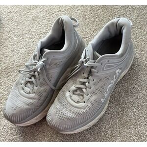 HOKA One‎ One WBondi 7 Gray White Women's U.S. 11 Running Comfort Sneakers